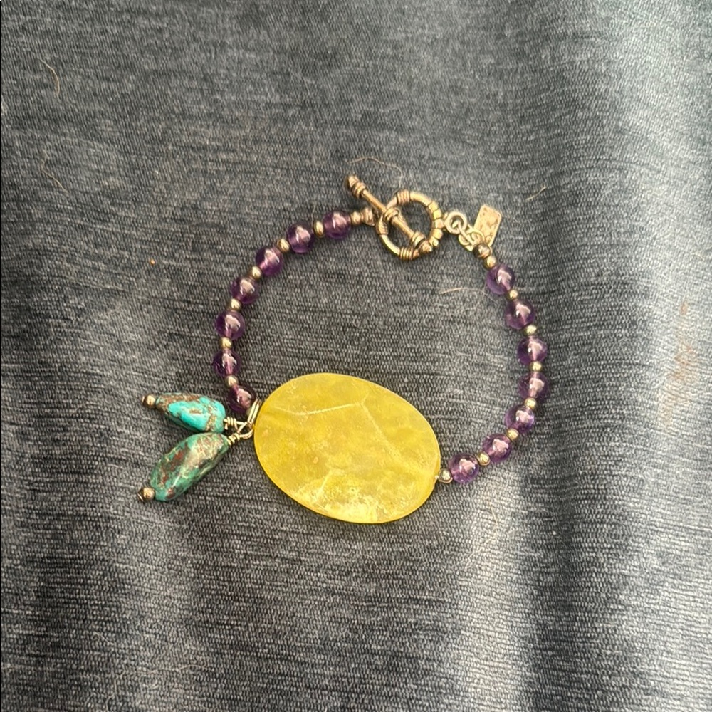 Gold and Purple Beaded Bracelet